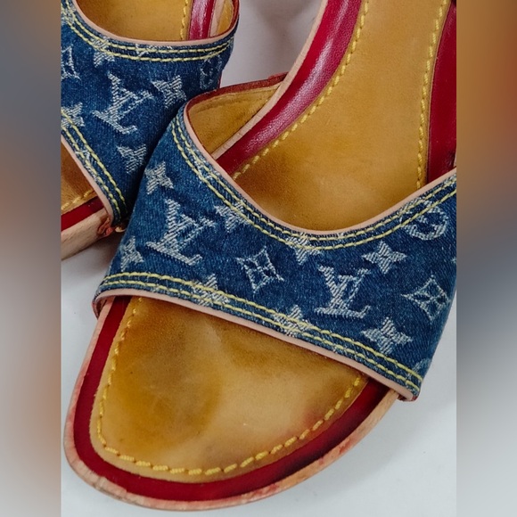 Louis Vuitton Women's Denim Sandals sz 39.5 - Picture 8 of 11